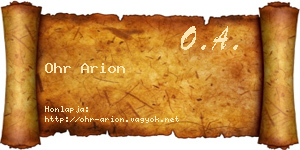 Ohr Arion névjegykártya